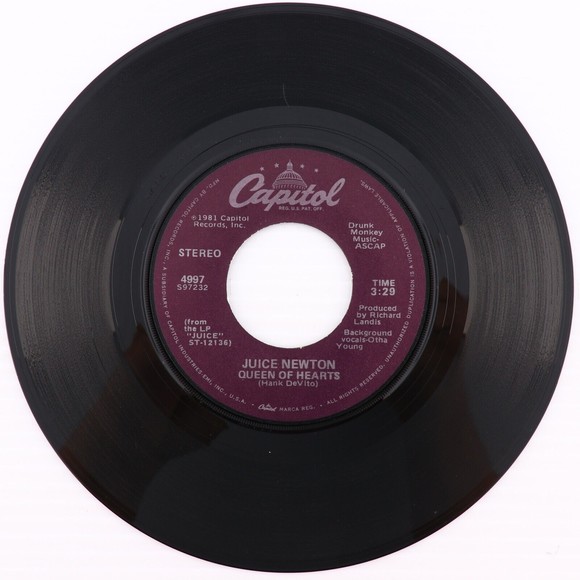 Juice Newton, Queen Of Hearts/ River Of Love 1981 45 rpm 7" Single Vinyl Record - Picture 4 of 8